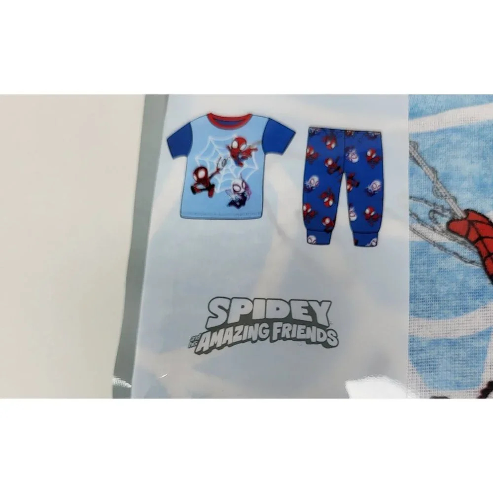 New Spidey and Friends Size 12M Toddler 2 Piece Blue Pajama Set Cotton Sleepwear